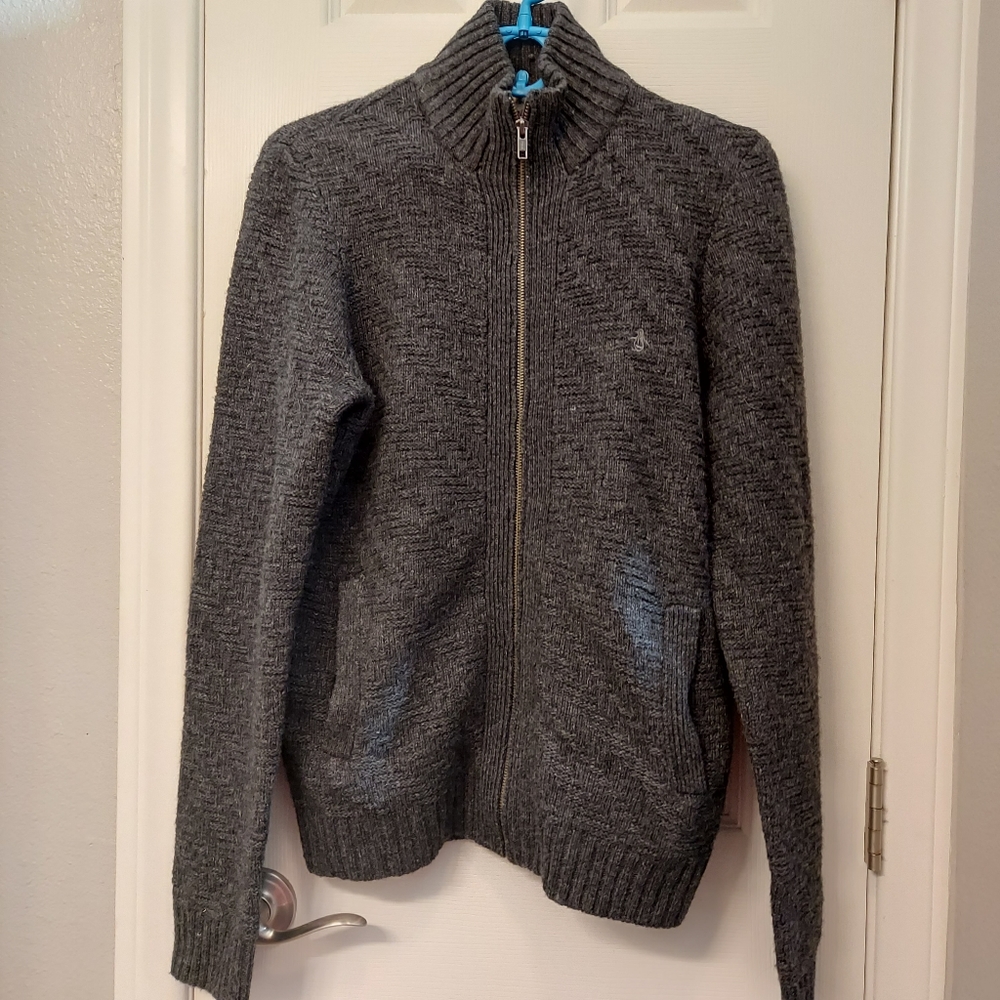 original penguin zip up cardigan sweater
